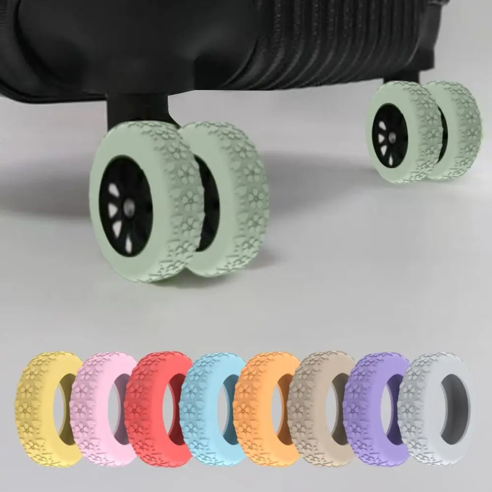 8Pcs Silicone Luggage Wheels Protector Cover Anti-slip Shock Absorption Suitcases Wheel Protection Rings Reduce Wheel Wear