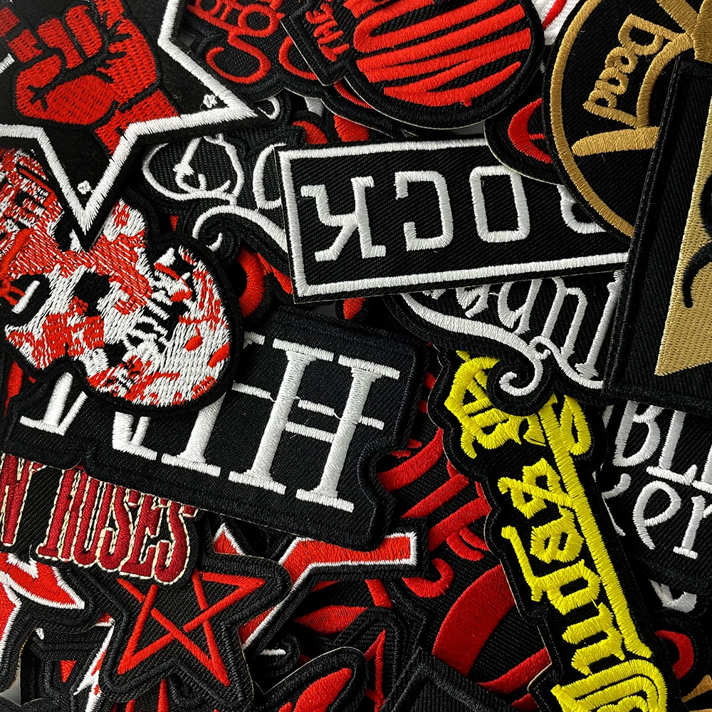 100Pcs/Lot Random Mixed Band Cloth Decoration Patches Embroidery Applique Ironing Clothing Supplies Decorative Patch Pink Rock