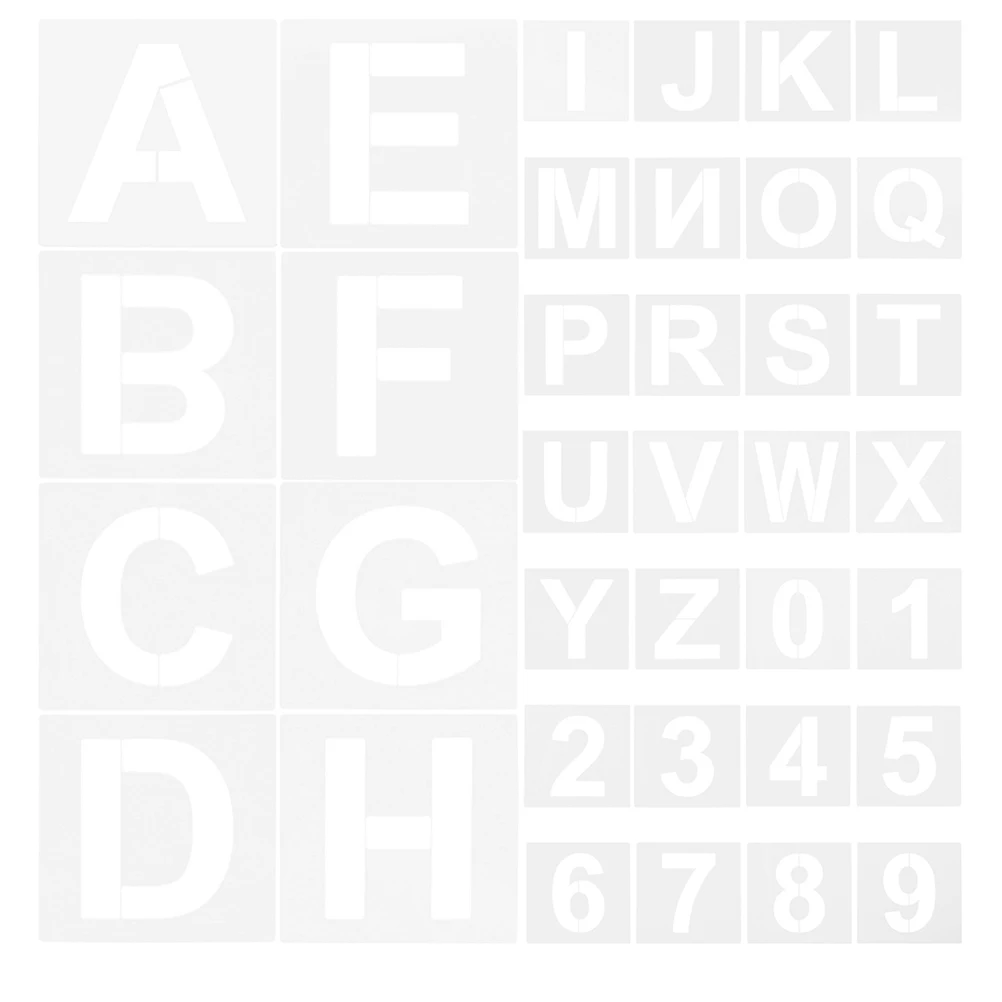 72Pcs Alphabet Number Plastic Reusable Stencils Templates for Spray Paint DIY Craft Signage Scrapbooking Art Inch