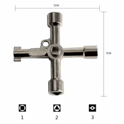 4 Way Universal Cross Triangle Wrench KEY for Train Electrical Elevator Cabinet Valve Alloy Triangle