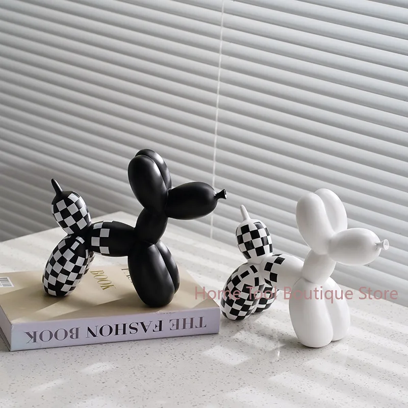 Vilead Graffiti Balloon Dog Sculpture Black White Puppy Living Figurines Bathroom Bedroom Tabletop Decoration Modern Room Solid