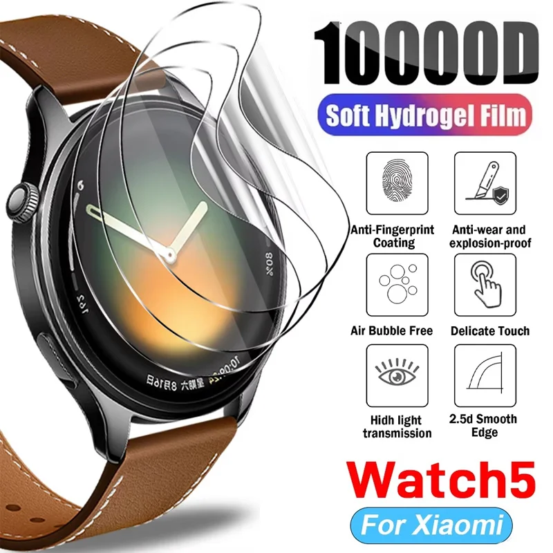 Película de hidrogel de TPU para Xiaomi Mi Watch 5, Protector de pantalla HD transparente, película protectora suave antiarañazos para Xiaomi Watch 5, accesorio