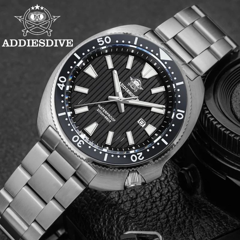 ADDIESDIVE Hot Sale Men Abalone Watch AD2507 Sapphire Crystal  20Bar Waterproof Quartz Watch 316L Stainless Steel reloj hombre