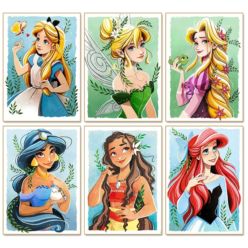 Disney Cartoon Mermaid Fairy Princess Wall Art Canvas Painting Posters and Prints Wall Pictures for Living Room Home Decor