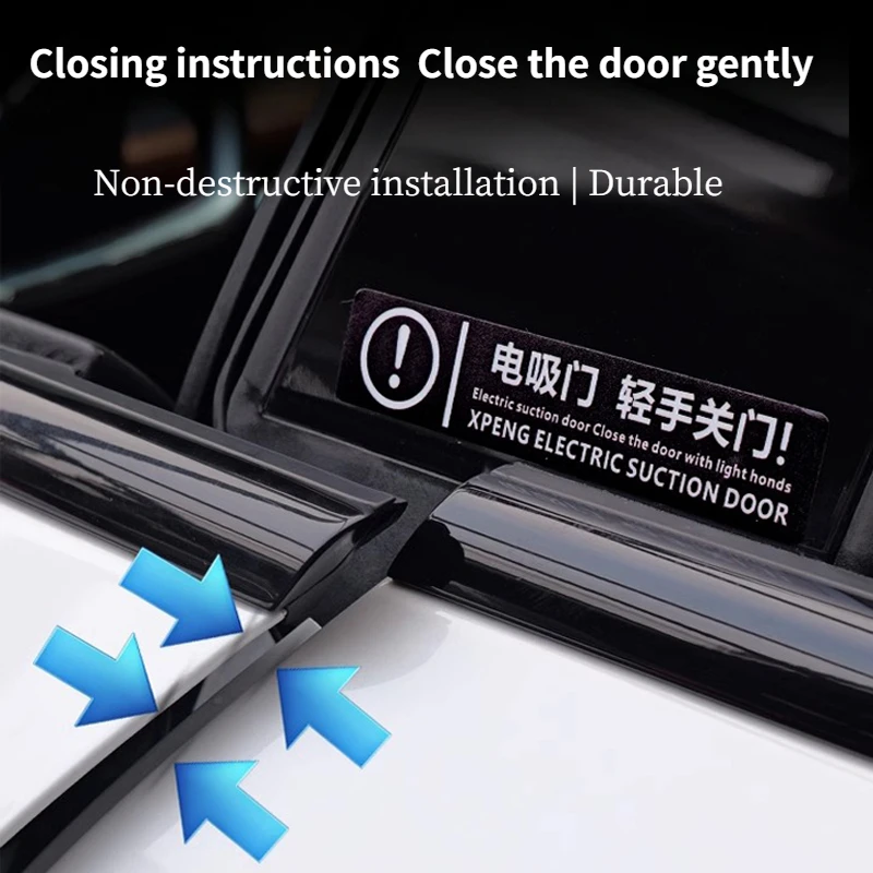 For Xpeng G9 P7i electric suction door warning sticker Light hand closing reminder sticker reflective car sticker