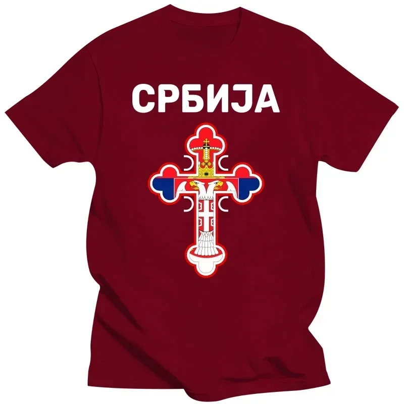 Casual Mens Top Serbia Flag Serbian Orthodox Cross T Shirt.New 100% Cotton Short Sleeve O-Neck T-shirt oversized t shirt men image 6
