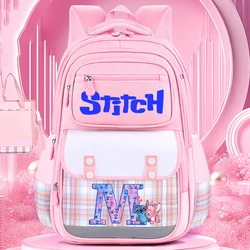 Stitch Angel English Letter Backpacks Girl Disney Anime Schoolbags Kids School Travel Cute Shoulders Bag Children Gift Hot Sales