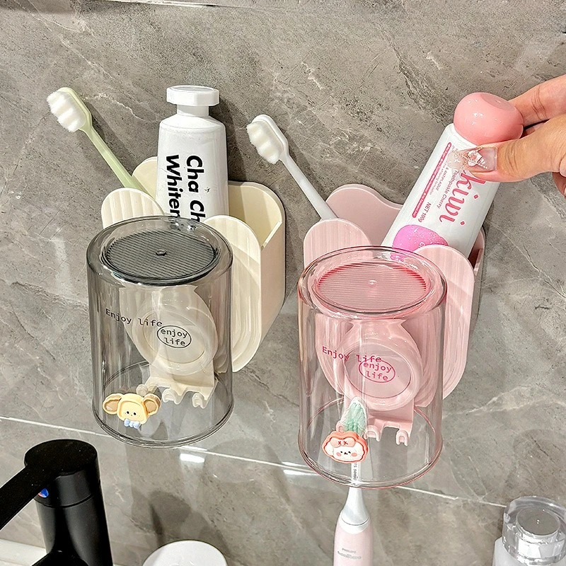 칫솔 보관함, 욕실용 벽걸이형 전동 칫솔 및 양치컵 보관함