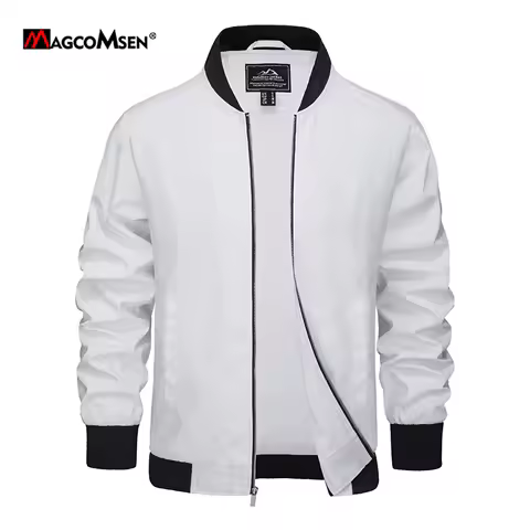 MAGCOMSEN Men‘s Aviator Jacket Casual Bomber Jackets Waterproof Full Zip Lightweight Coats Spring Autumn Windbreaker
