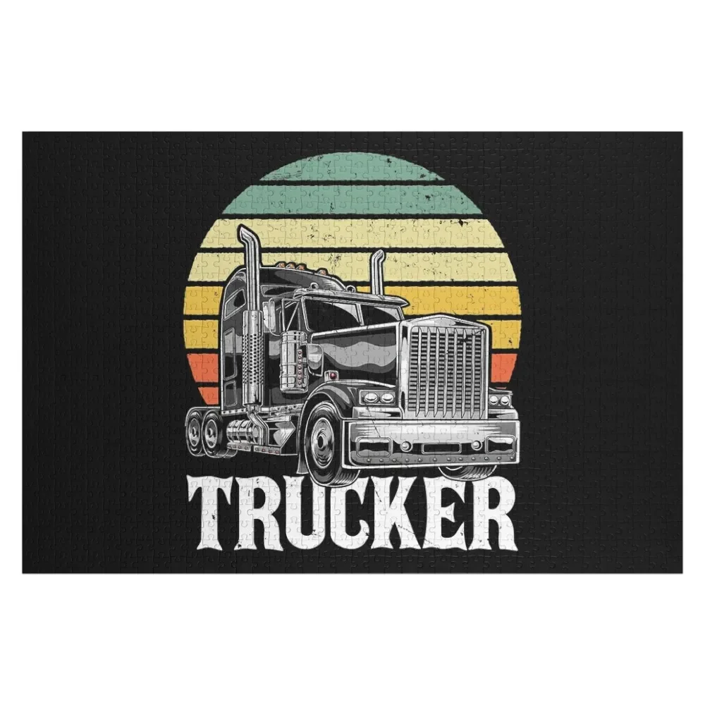 Vintage Trucker Big Rig Semi Trailer Truck Driver Gift Jigsaw Puzzle Iq Wooden Animal For Children Puzzle