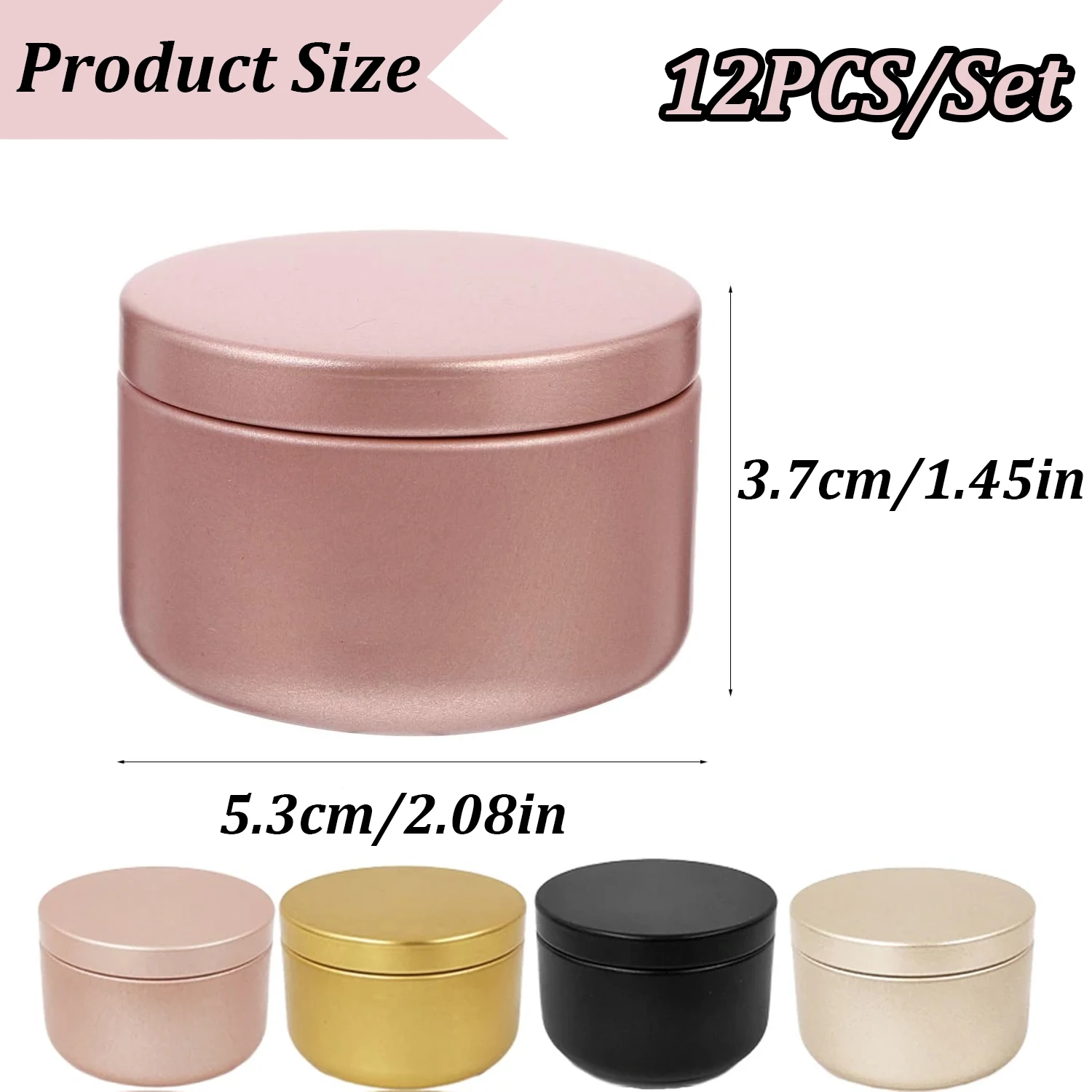 12PCS Metal Round Jars Aluminum Tins Mini Round Empty Candle Containers with Airtight Lids Canister for Coffee Tea Candy Storage