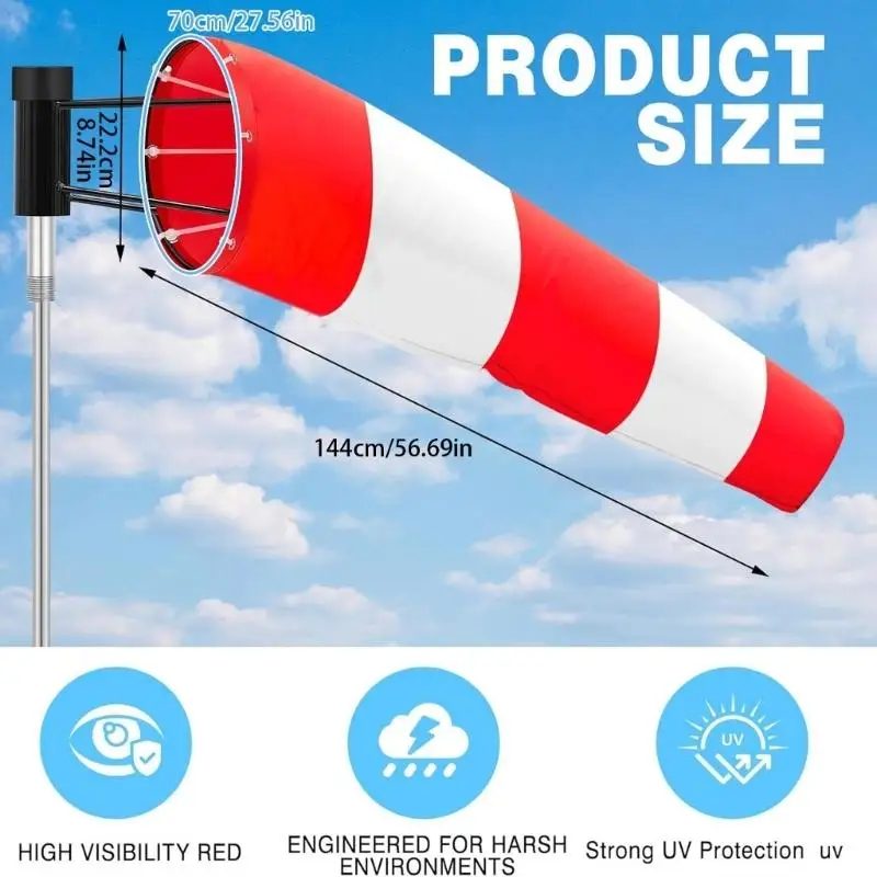 E8BD Wind Socks for Outside Heavy Duty,Wind Direction Indicators for Outdoors Airport view 6