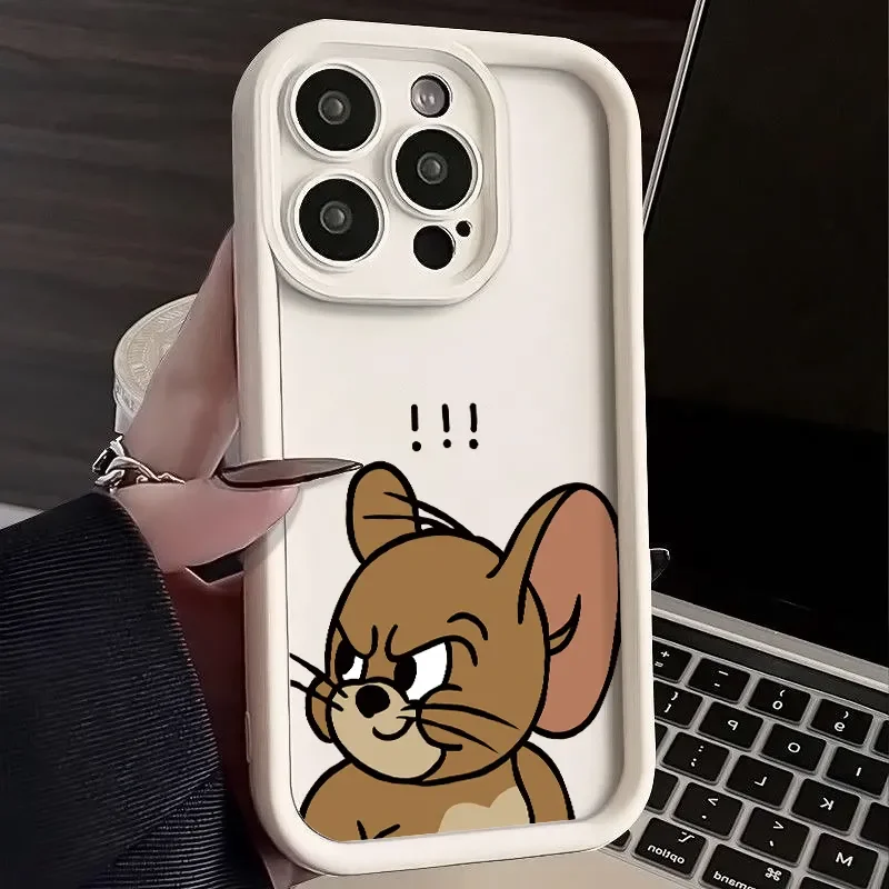 Tom And Jerry Question Mark Phone Case For iPhone 16 15 14 13 12 11 Pro Max XS Max XR 7 8 Plus MINI Y2K Cute Curious Back Cover