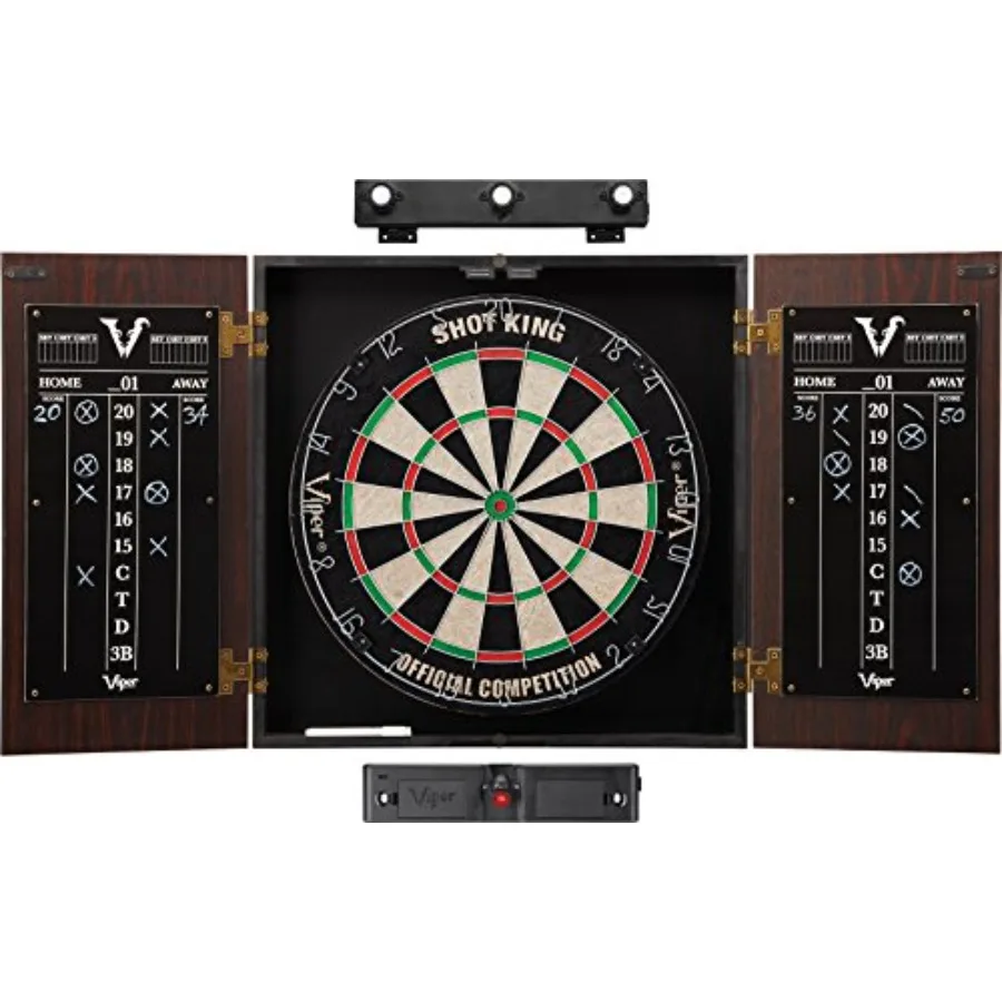 

Stadium Cabinet and Shot King Sisal/Bristle Dartboard Play-Ready Bundle