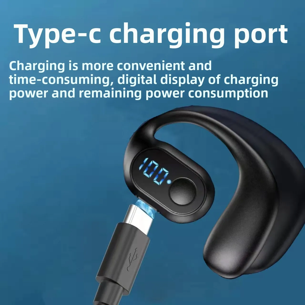 New Battery Display Ultra-clear Phonecall Bluetooth Headset Wireless Single-ear Earbuds for Running Driving Super Sound Earphone