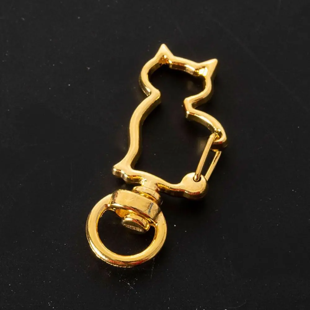 Cierre de garra de langosta de aleación con diseño de gato, chapado en oro y plata, conector de anilla para llavero, argollas de unión para fabricación de llaveros, hebilla para llavero DIY