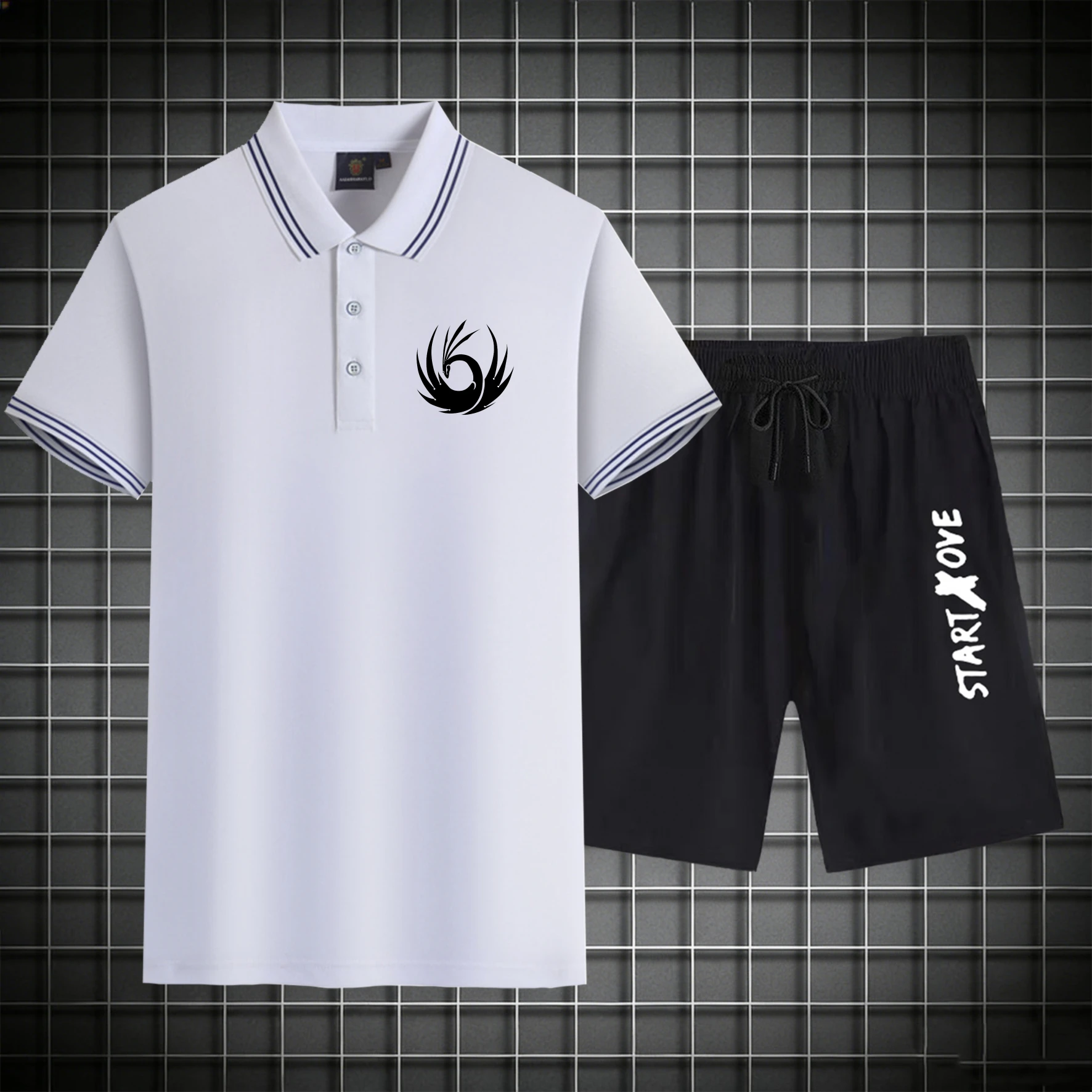 

men's Polos sets 2026 Summer Graphic Sportswear Polyester Short sleeve jogging set Old money man men's suits sweat suit Printed