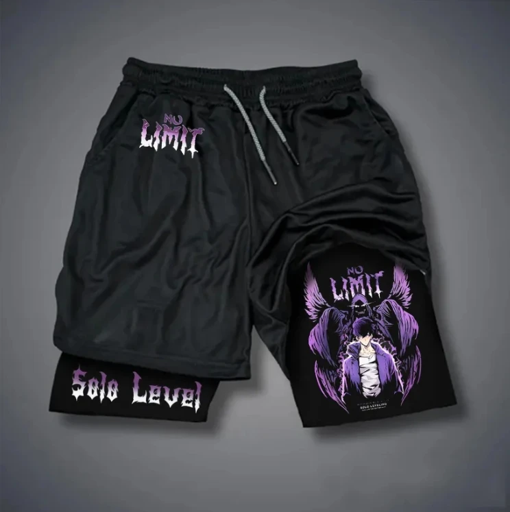 

Летние мужские новые шорты для тренировок с принтом комиксов и выравнивающим принтом для фитнеса 2 в 1, дышащие, впитывающие пот двойные шорты на шнурке