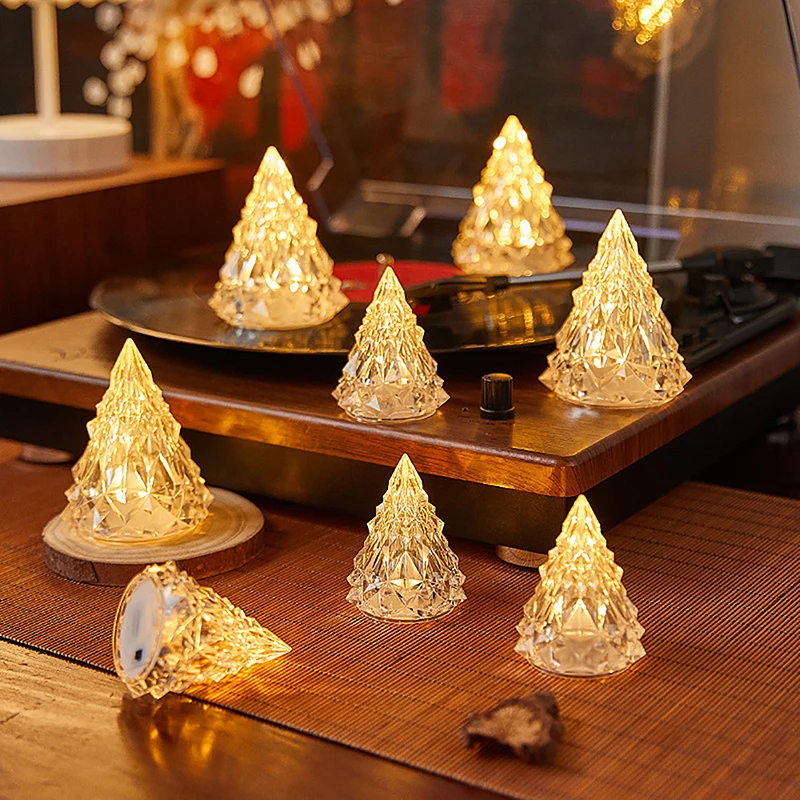 LED Iceberg Atmosphere Lights Eye-Protection Crystal Mini Christmas Tree Light Cute Room Decoration Night Light Holiday Gift