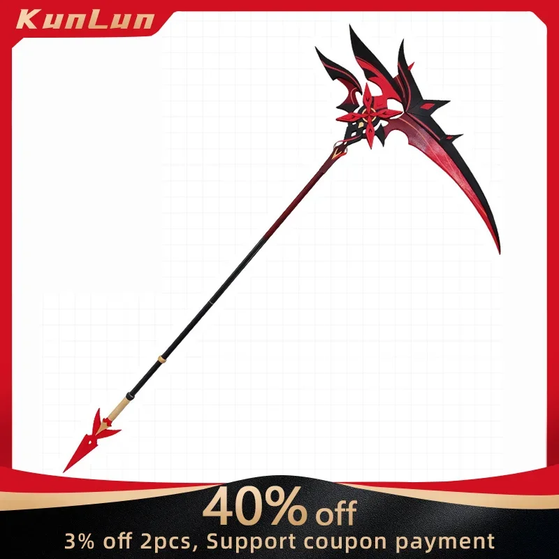 

170cm/180cm Cosplay Arlecchino Sickle Prop The Knave Scythe Red Moon Wooden Pvc Material Replic Game Genshin Impact Sword Toys