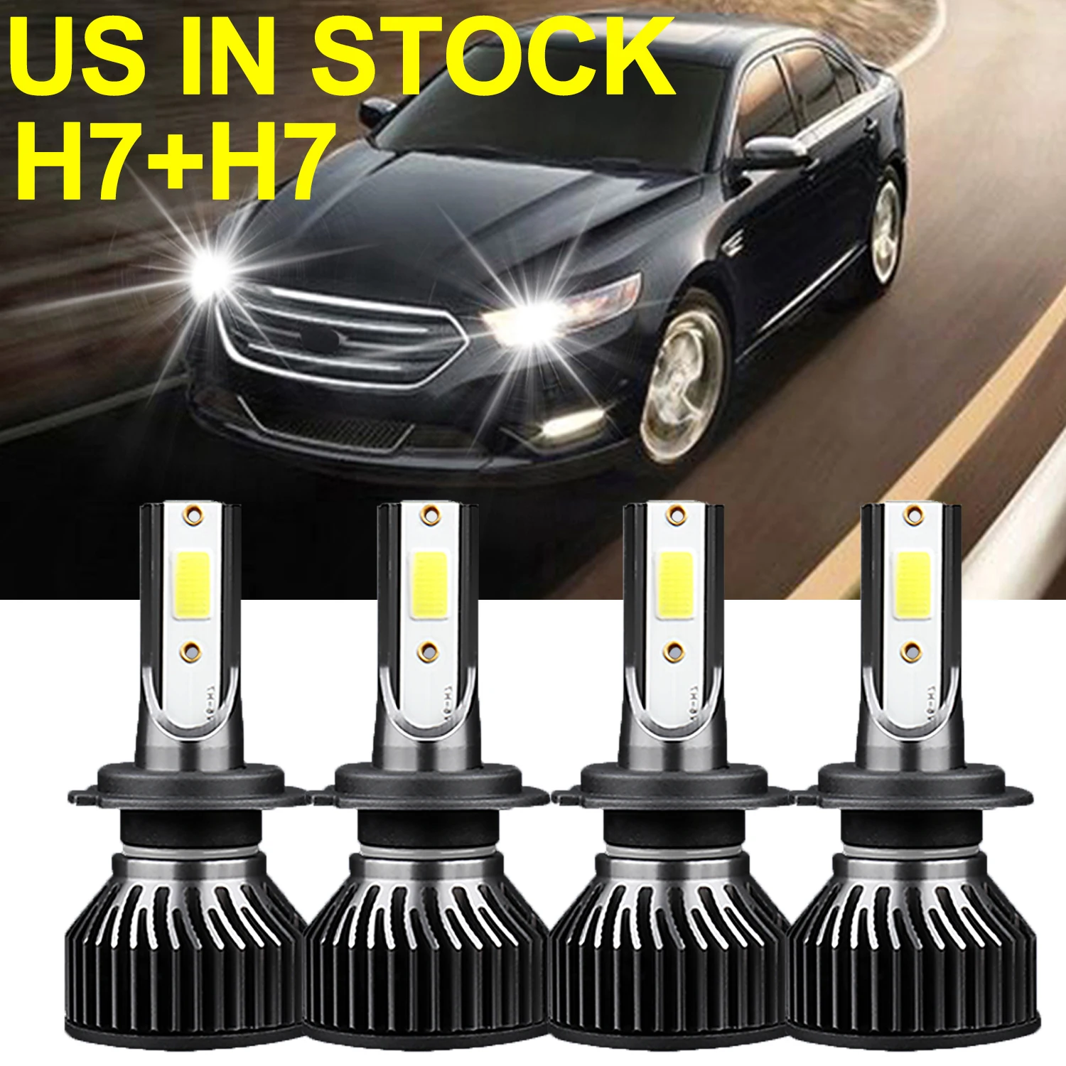 

4PCS H7 Car LED Headlight Conversion Kit 40000LM Hi /Lo Beam Bulb highlight COB CHIPS Internal Drive DC12V Fit for Cars