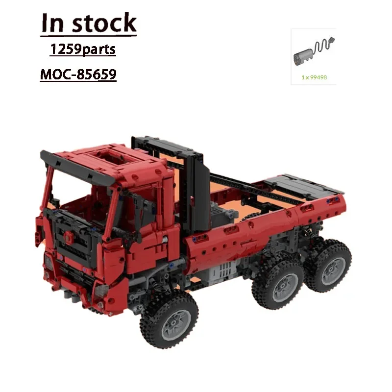 MOC-85659 Klasyczny Czerwony Model Przyczepy Transportowej z Klocków, 1259 Elementów, Kreatywny Prezent Urodzinowy dla Chłopców i Dzieci