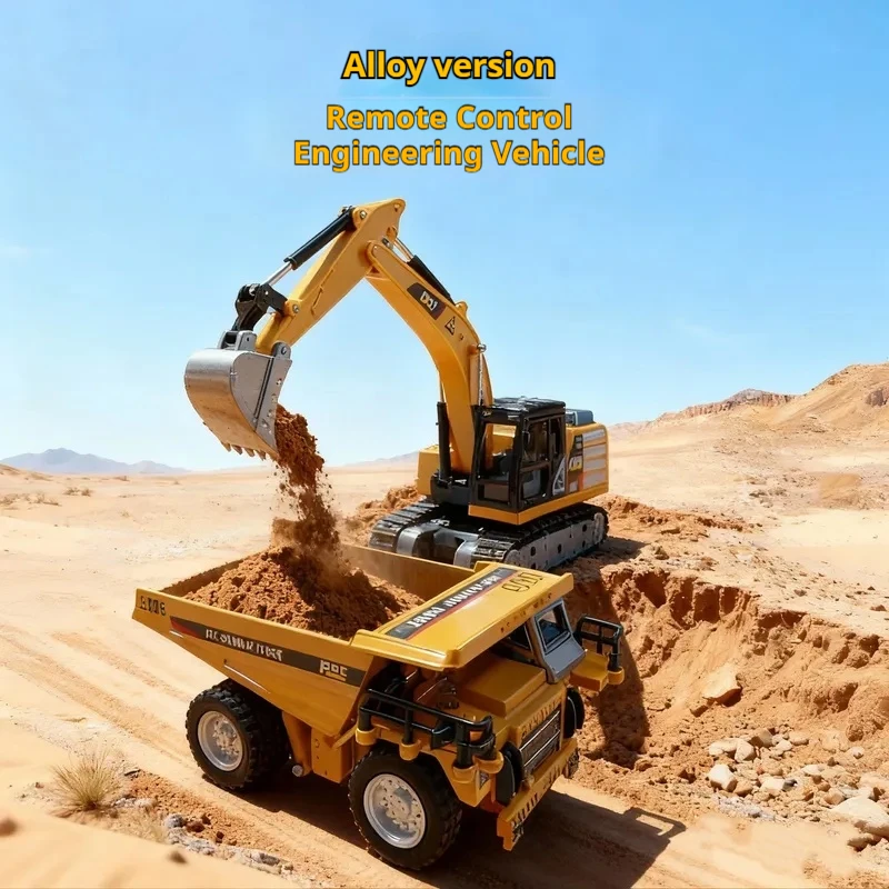 

In Stock 1/64 Remote-Controlled Alloy Engineering vehicle Tabletop toys Model Collection Gift For Boys