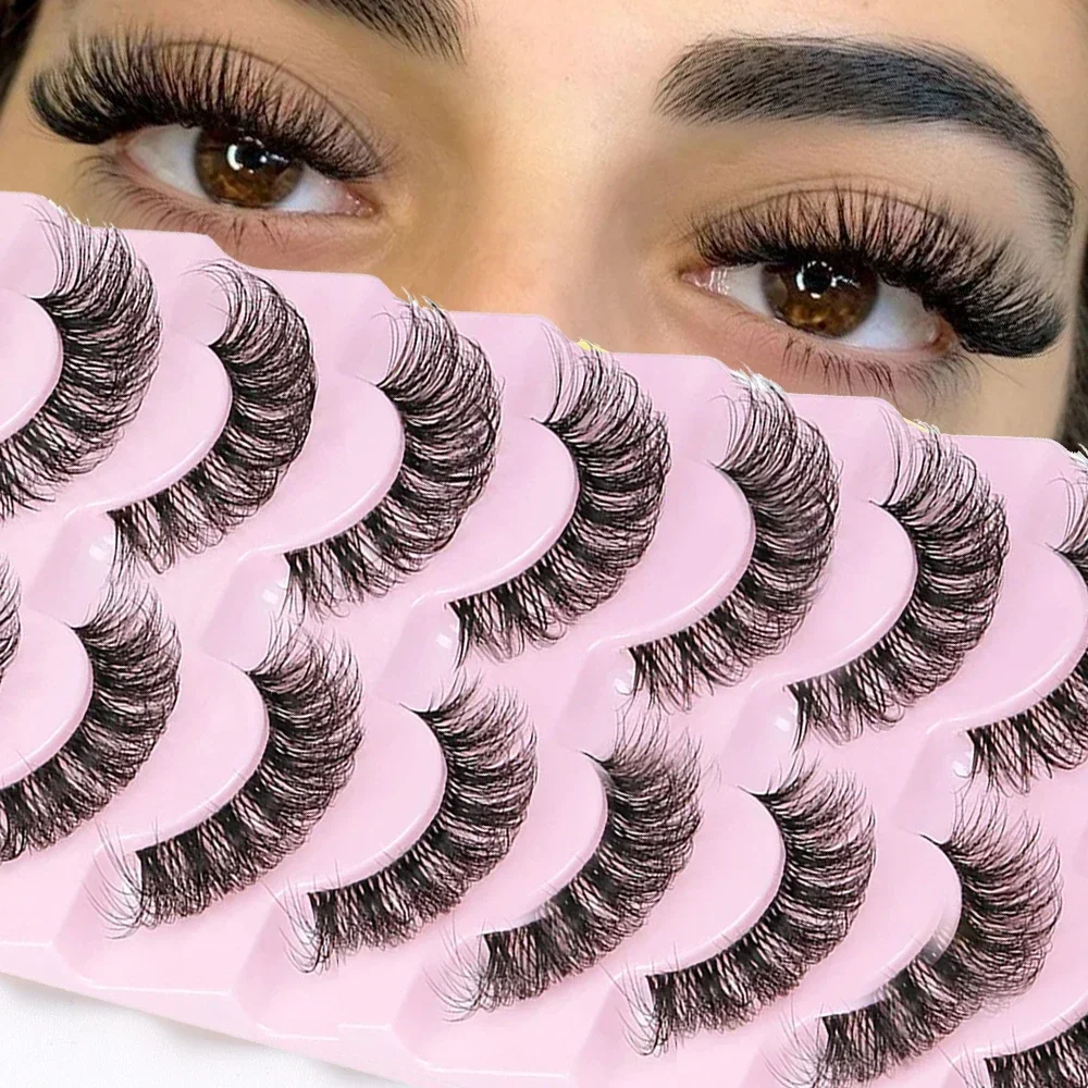 10 Pairs False Eyelashes 6D Super Fluffy Wispy Faux Mink Eyelashes Cat Eye Effect Dramatic Lashes Eyelash Extension Makeup