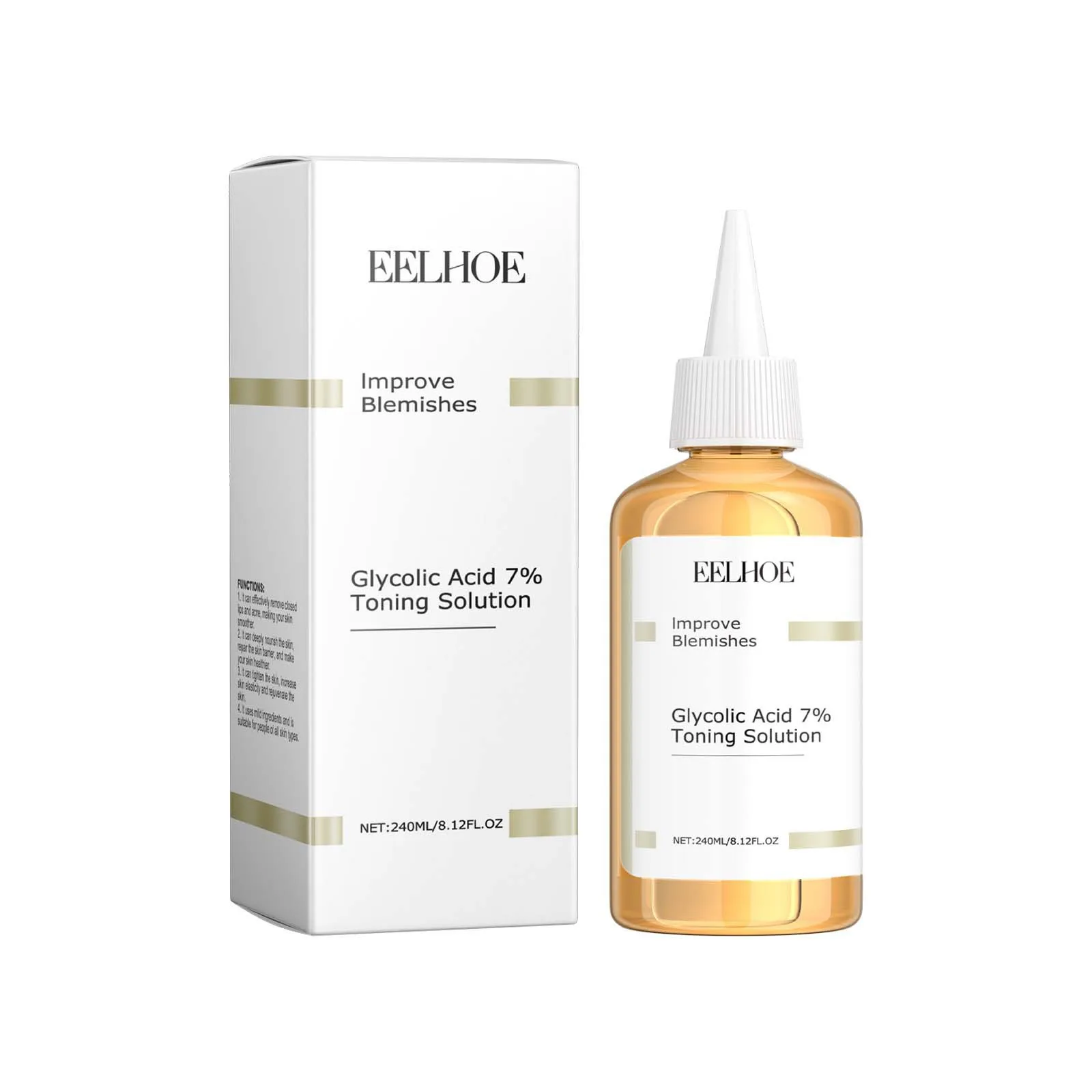 EELHOE  Glycolic Acid 7% Toning Face  Firming Skin Shrink Pores Glow Facial Oil-Control Relieve Dry Skin Care Acid Toner 240ml