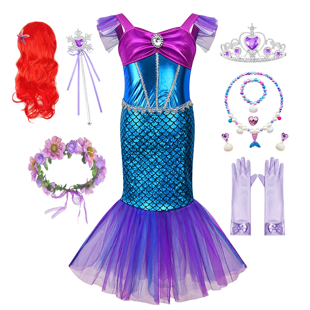 

Костюмы на Хэллоуин для детей, платье русалки без рукавов, сказочная принцесса для девочек, забавные платья Disfraces, карнавал