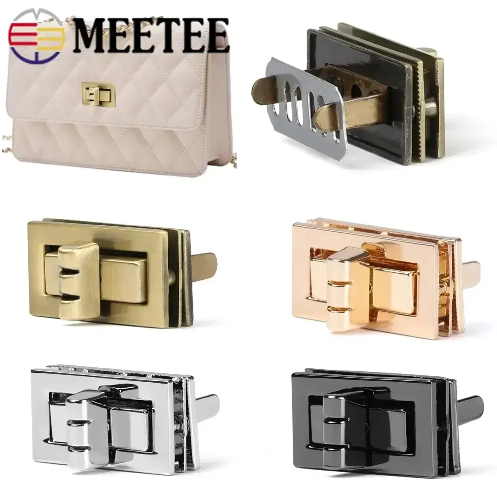 2/5Sets Meetee Metal Twist Turn Lock Snap Clasps Purse DIY Handmade Closure Hasp Buckle Crafts Locks for Bag Part Accessories