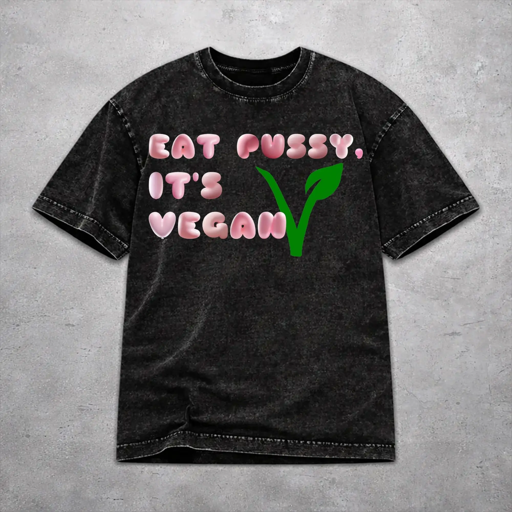 Retro Men Women Eat Pssy Its Vegan Tee Shirt Washed Style  T Shirts Apparel