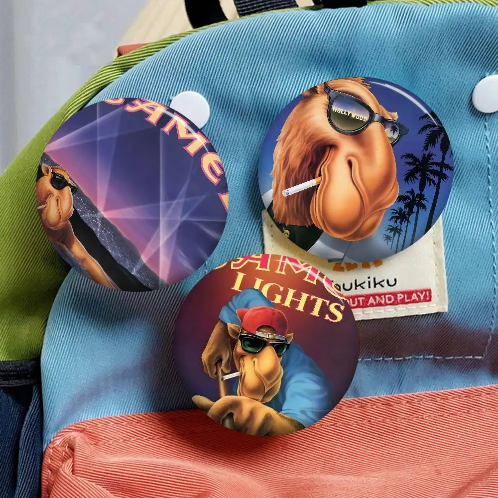 Tobacco Brand C-Camel C-Cigarettes 58mm Handmade Brooch Cartoon Cosplay Badge on Backpack Jewelry Accessories Gifts