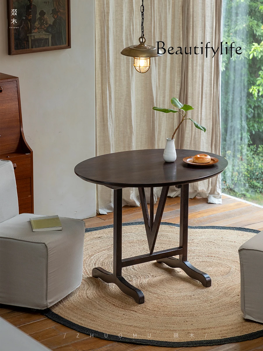 

V-shaped folding table retro style all solid wood household small apartment dining table designer coffee table