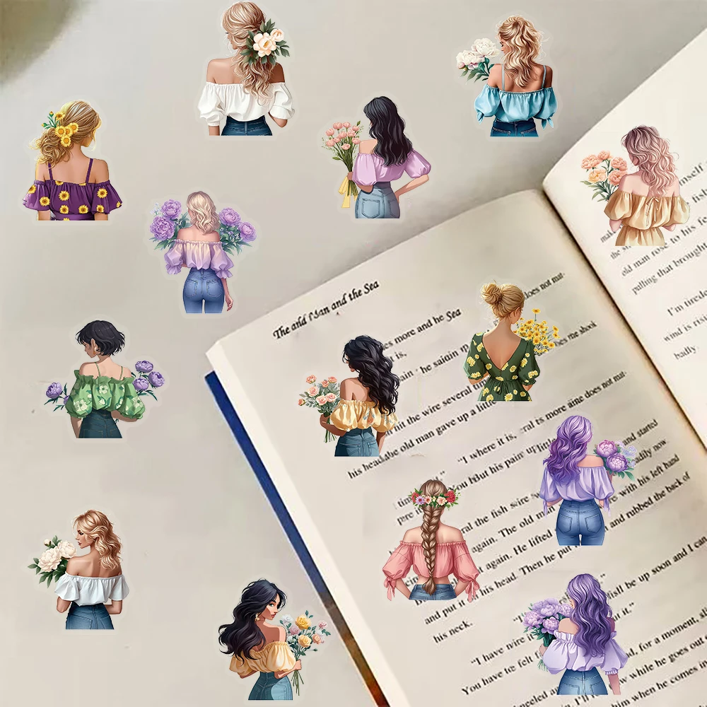 50/100 個クラシックフラワー女性ステッカーノートブックストリートウェアカフェかわいいデザインストリートウェアクリエイティブ美的グラフィティステッカー
