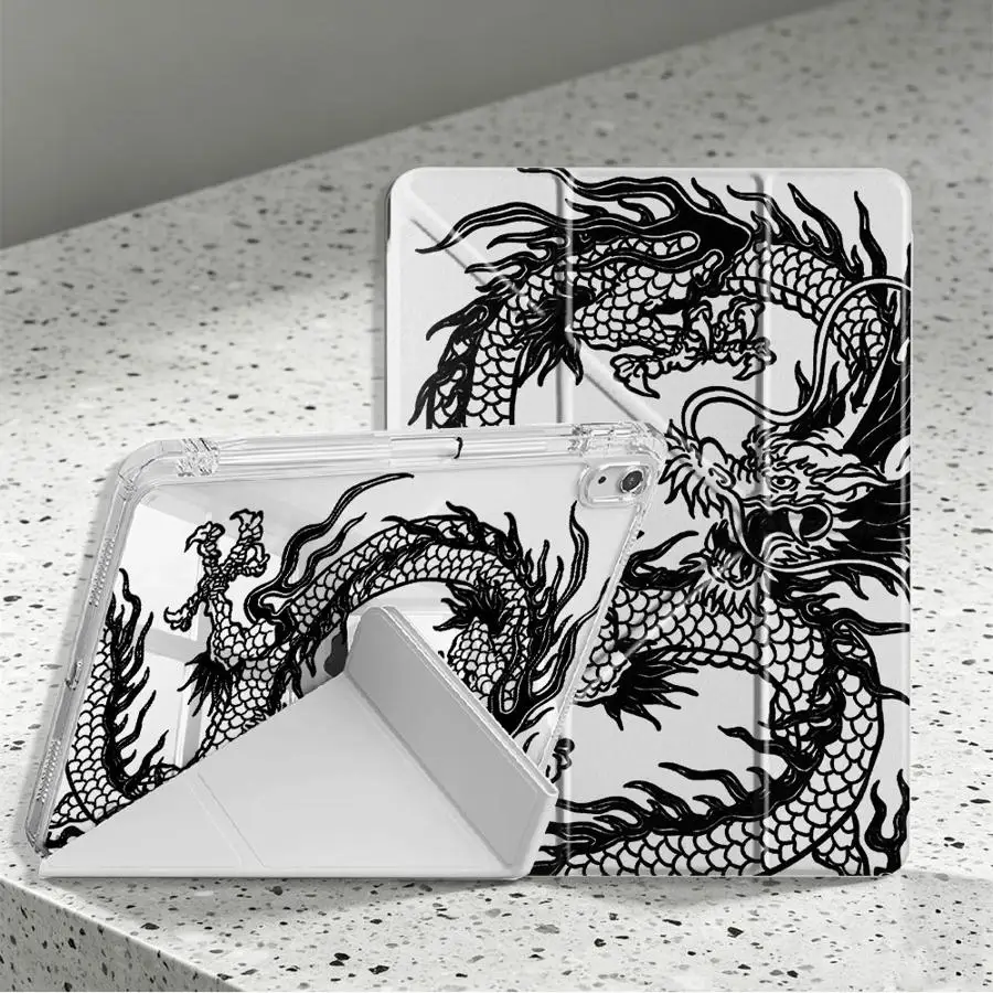 Cool C-Chineses Dragon With Pen Slot Cover Tablet Case For Samsung Galaxy Tab S10 Lite A11 A8 S8 S9 Plus S7 FE A9 Plus