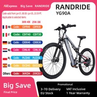 RANDRIDE YG90 Electric Bicycle Adult 1000W Men's E-Mountain ebike 48V13.6AHBattery,27.5 Inch Full Suspension MTB Electric Bike