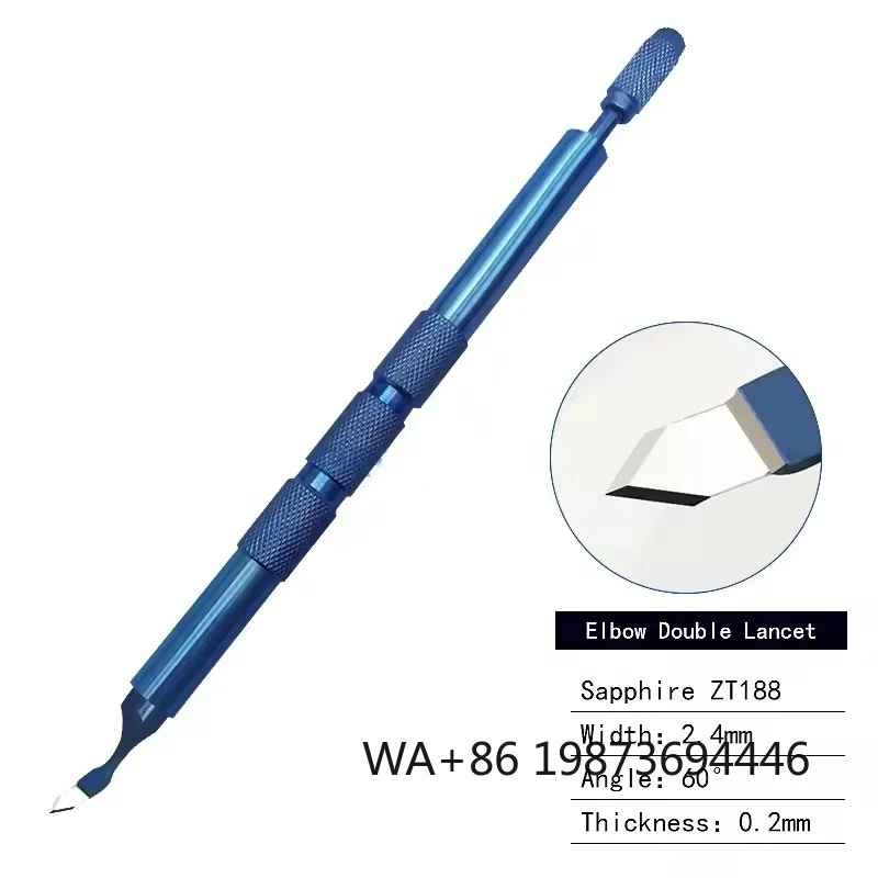 

Elbow Double Lancet Keratome with Sapphire Blade for Minimally Invasive Eye Surgery