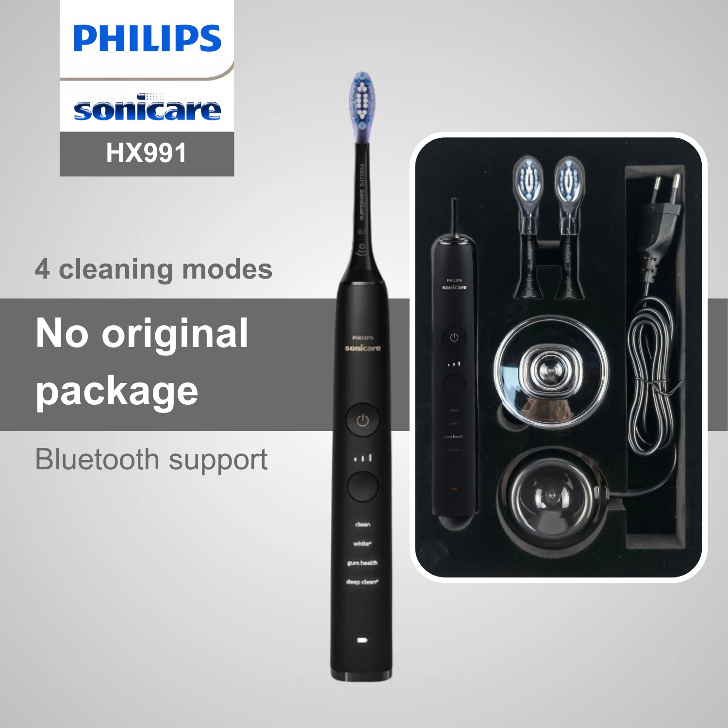 

Philips Sonicare Electric Toothbrush HX991, No Original Packaging, Bluetooth Connectivity, 4 Modes