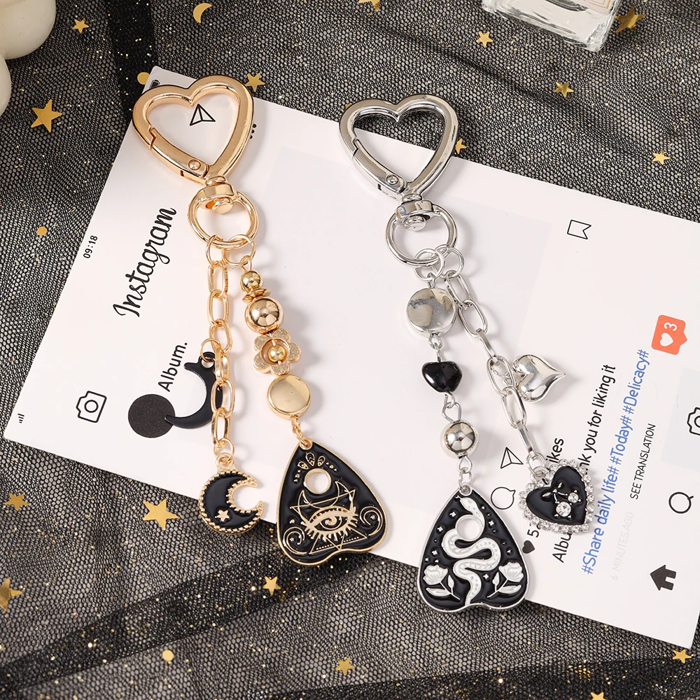 Aihua Steampunk Böser Blick Herz Mond Schlüsselanhänger Cool Ins Schwarze Rose Schlange Schlüsselringe Anhänger Handtaschen-Accessoires Y2K Schmuck Geschenke – Detail 1