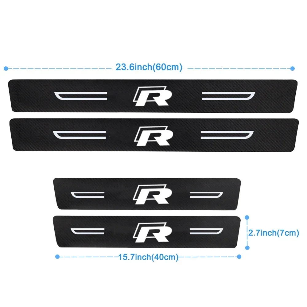 Car Decals Door Sill Protector Plate Trunk Threshold Stickers for VW R Jetta Tiguan Touran Polo BORA Caddy Golf Passat T-Roc