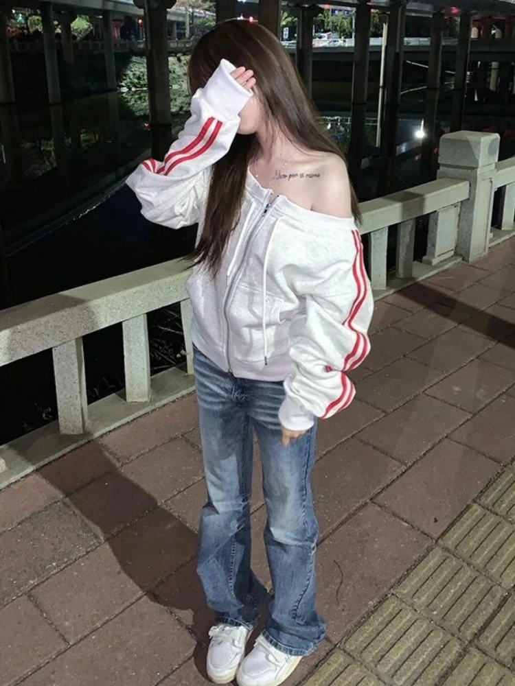 

Y2k Эстетика Лоскутные толстовки Топы Осенние Harajuku Косым воротником Повседневная толстовка в консервативном стиле Свободная толстовка в стиле гранж на шнурке