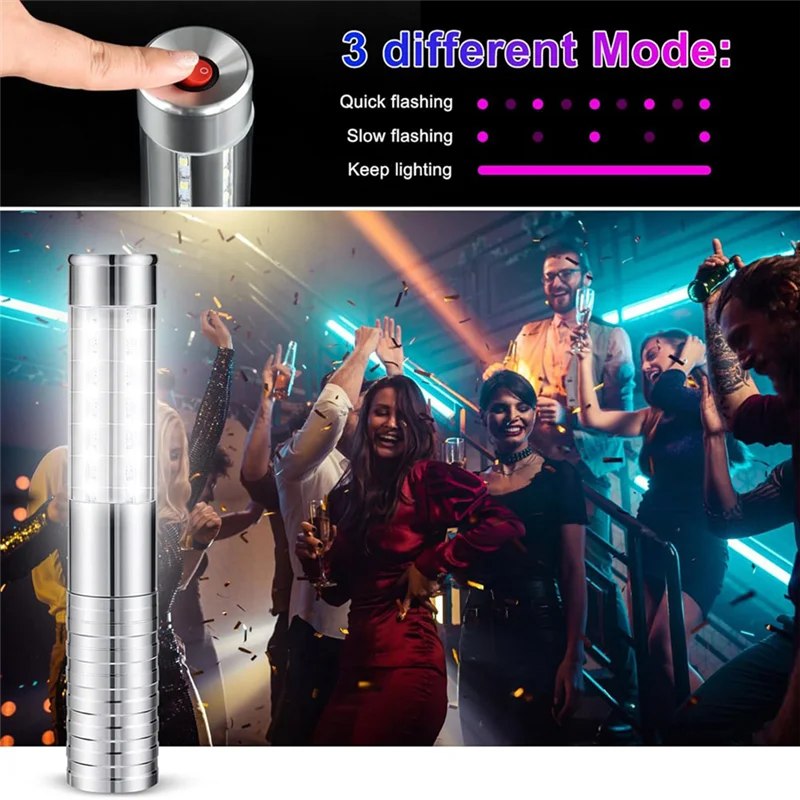 

B28C-2PCS LED Strobe Baton Light Bright Rechargeable LED Light Club Signs For Bottle Service Reusable Nightclub Parties