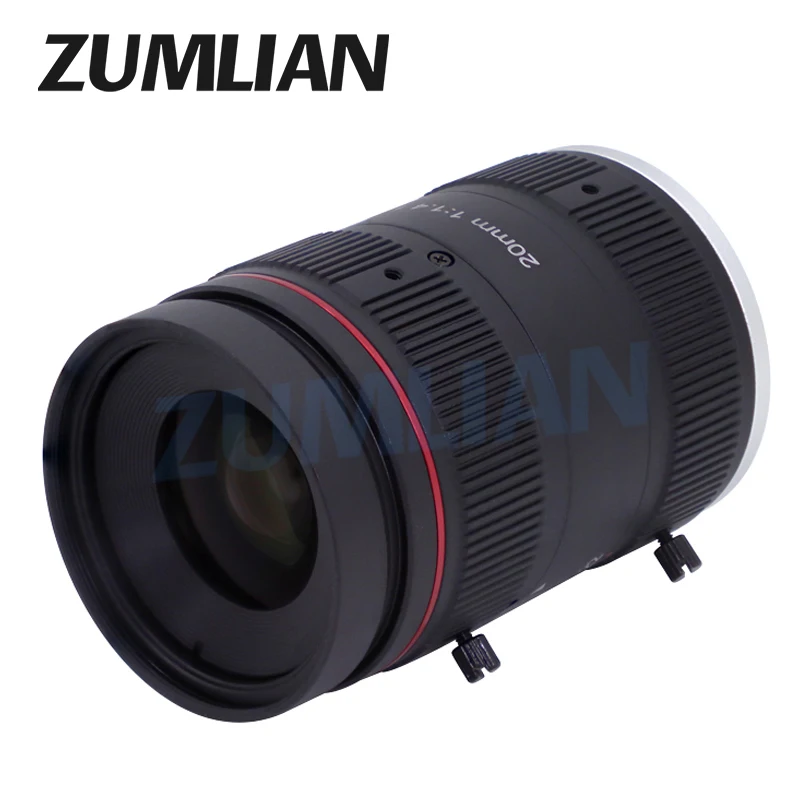 ZUMLIAN 12MP Surveillance Lens 1.1 Inch 20mm C-mount Lens High Resolution CCTV F1.4 For Intelligent Transportation Cameras