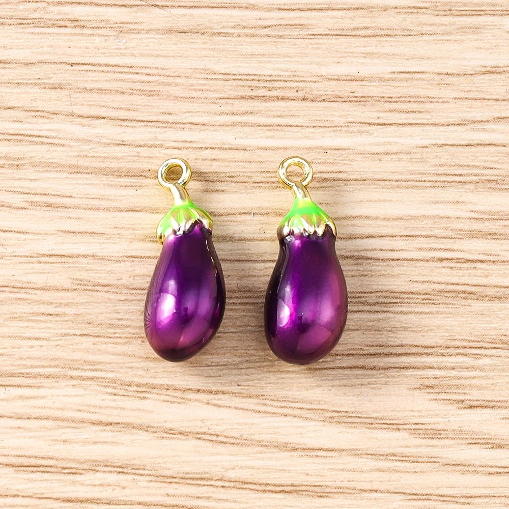 Tusember 5 Stück Emaille-Gemüse-Anhänger Pilz Karotte Aubergine Mais Paprika Charms Perlen Passend für Original-Armband DIY Schmuck – Detail 10
