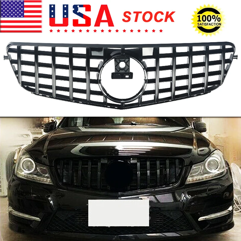 

Gloss Black Grid Grille FOR MERCEDES BENZ W204 C204 C-CLASS C180 C250 C350 2006-2014 FRONT GRILLE BLACK PANAMERICANA GT STYLE