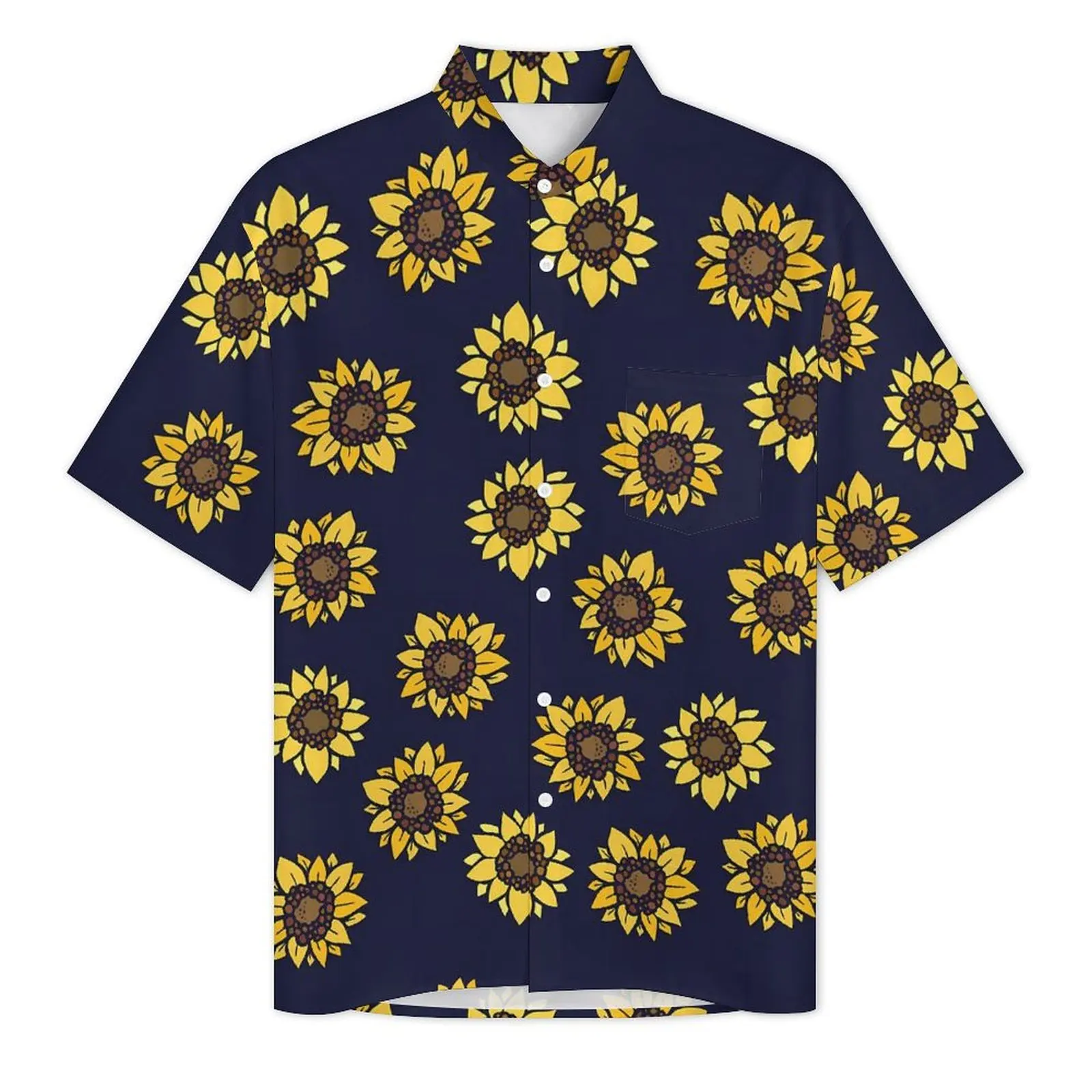 Sunflower Print Beach Shirt Men Summer Sunshine Vintage Casual Shirts Hawaiian Short Sleeve Streetwear Oversized Blouses Gift