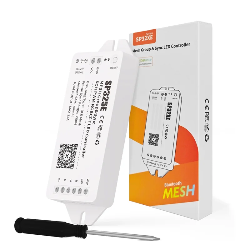 AT02-SP325E MESH Networking Synchronous RGBCCT LED Controller LED Strip Multiple Controllers Synchronized Control