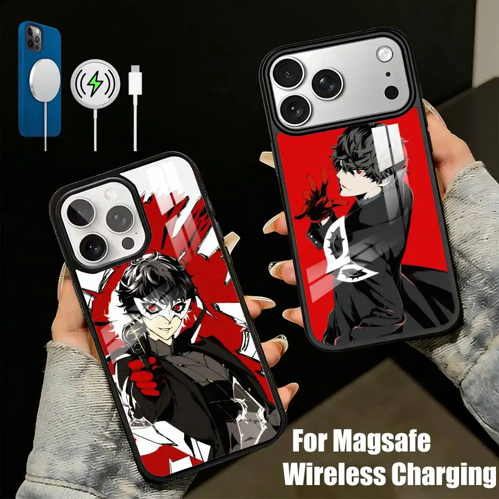

P5-Joker P-Persona-5 R-Ren A-AmamiyaS Phone Case For iPhone17,16,15,14,13 Plus,Pro Max Magnetic For Magsafe Wireless Charging