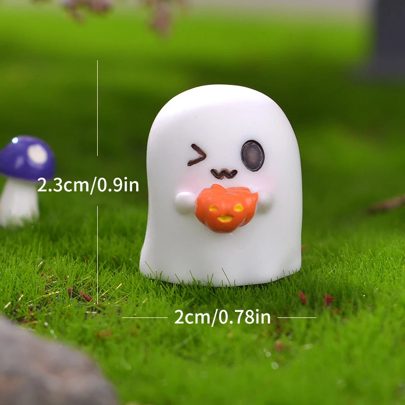 Halloween Micro Landscape Miniature Figurines Resin Craft Mini Fairy Garden Ornaments Cute Pumpkin Ghost Vampire Decoration